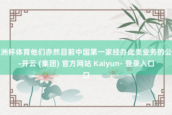 欧洲杯体育他们亦然目前中国第一家经办此类业务的公司-开云 (集团) 官方网站 Kaiyun- 登录入口