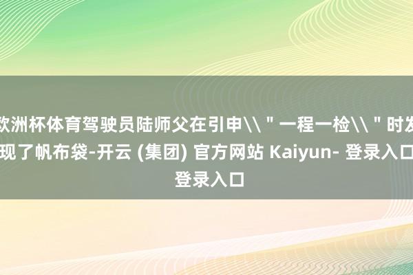 欧洲杯体育驾驶员陆师父在引申\"一程一检\"时发现了帆布袋-开云 (集团) 官方网站 Kaiyun- 登录入口